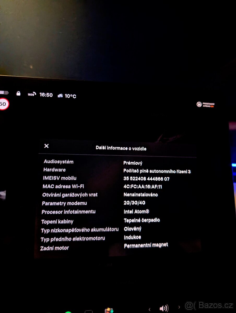 Tesla Model 3 2021 LR Bílý interiér - 11