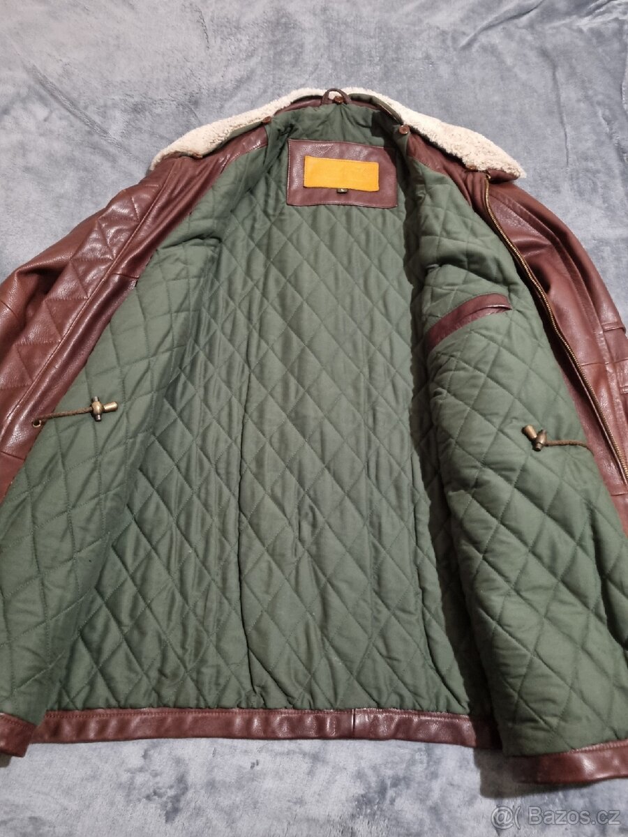 Znackova kožená bunda Timberland vintage odnímatelny limec L - 11