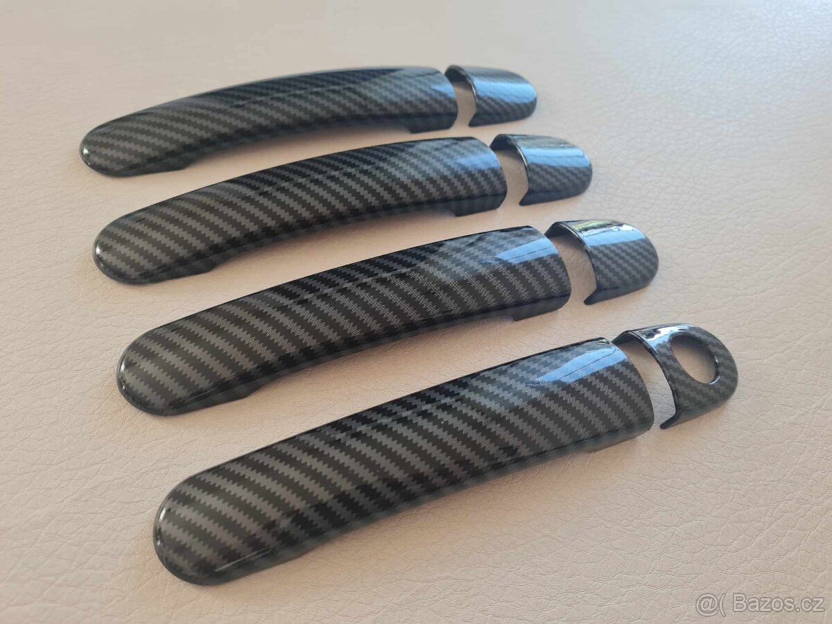 ČIERNE a KARBONOVE kľučky krytky klučiek dveri - 11