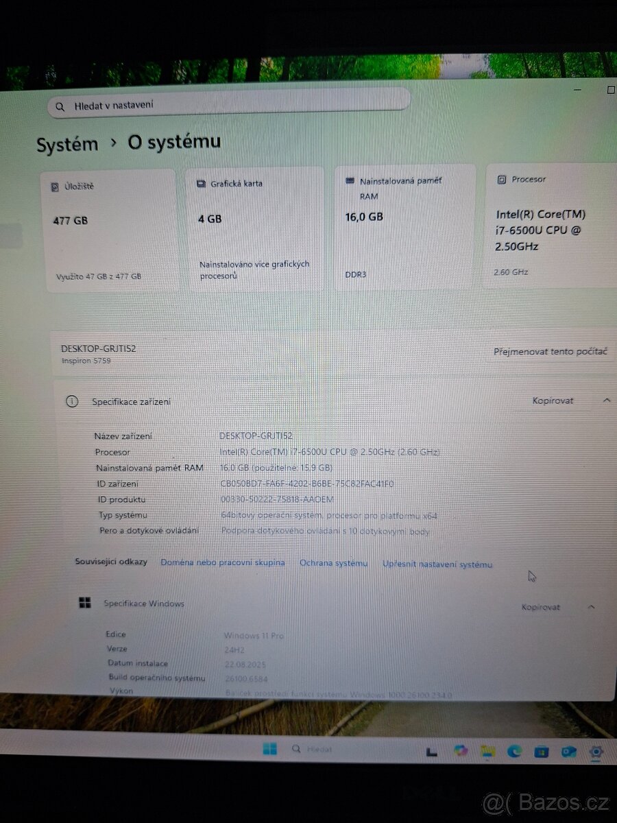 Dell Inspiron5759(i7/16GB/512 SSD/Radeon 4GB/17,3" - 11