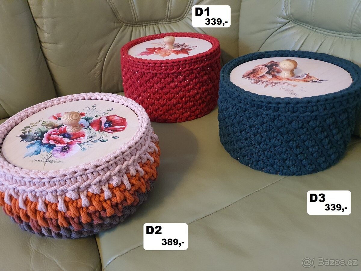 sbírka - sada háčkovaných úložných košů - 11
