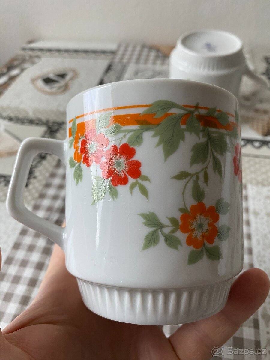 Porcelánové retro hrnky Dubí Czechoslovakia - 2 ks, 350 ml - 11
