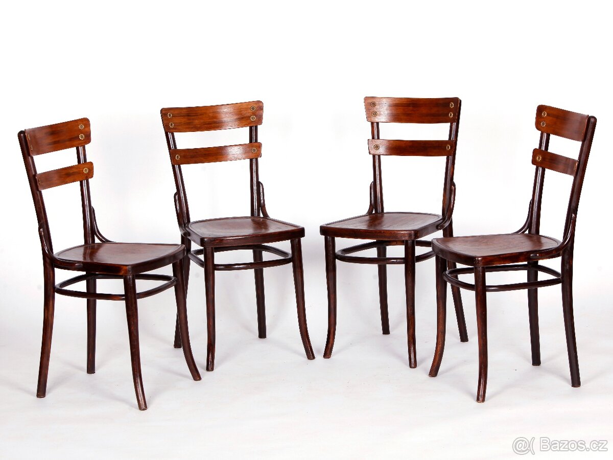 4x secesní židle GT Thonet, No 654, 1910 - 11