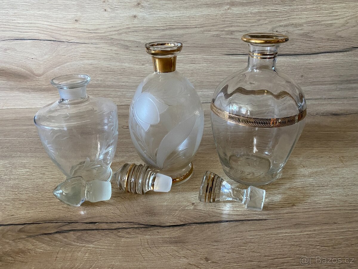 karafa stará skleněná karafa láhev na alkohol demižon - 11