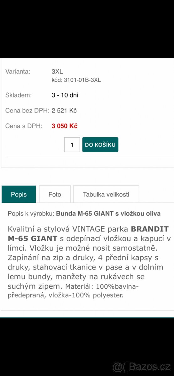 Parka M65 GIANT , velikost XL - 11