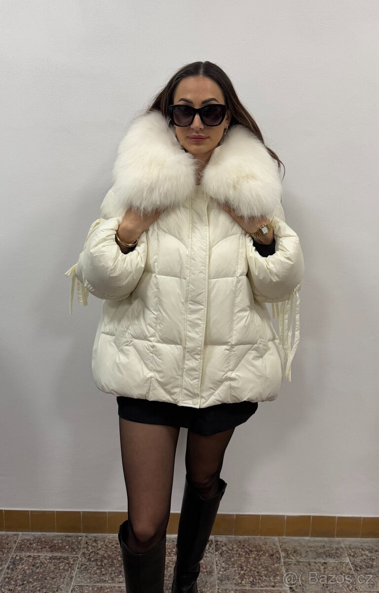 Dámská péřová bunda s pravou liščí kožešinou - 11