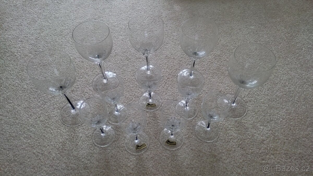 Exquisite 1960s Sada křišťálových sklenic na víno - 11