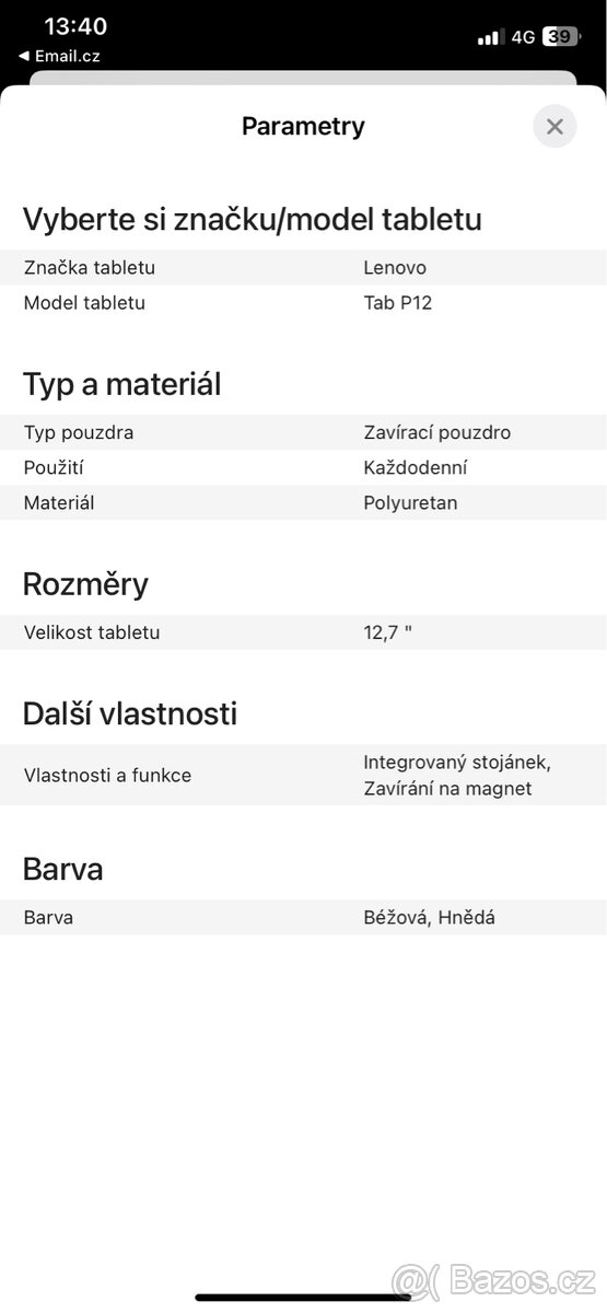 Tablet Lenovo 12,7’’ + kryt - 11