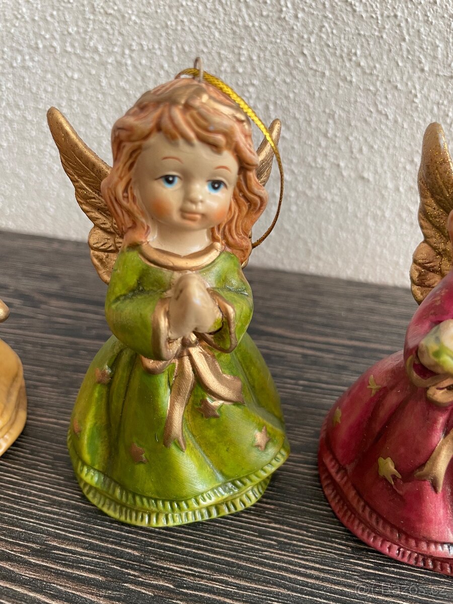 Luxusní set porcelánových 🎄 vánočních andělíčků 🔔 zvonečků - 11