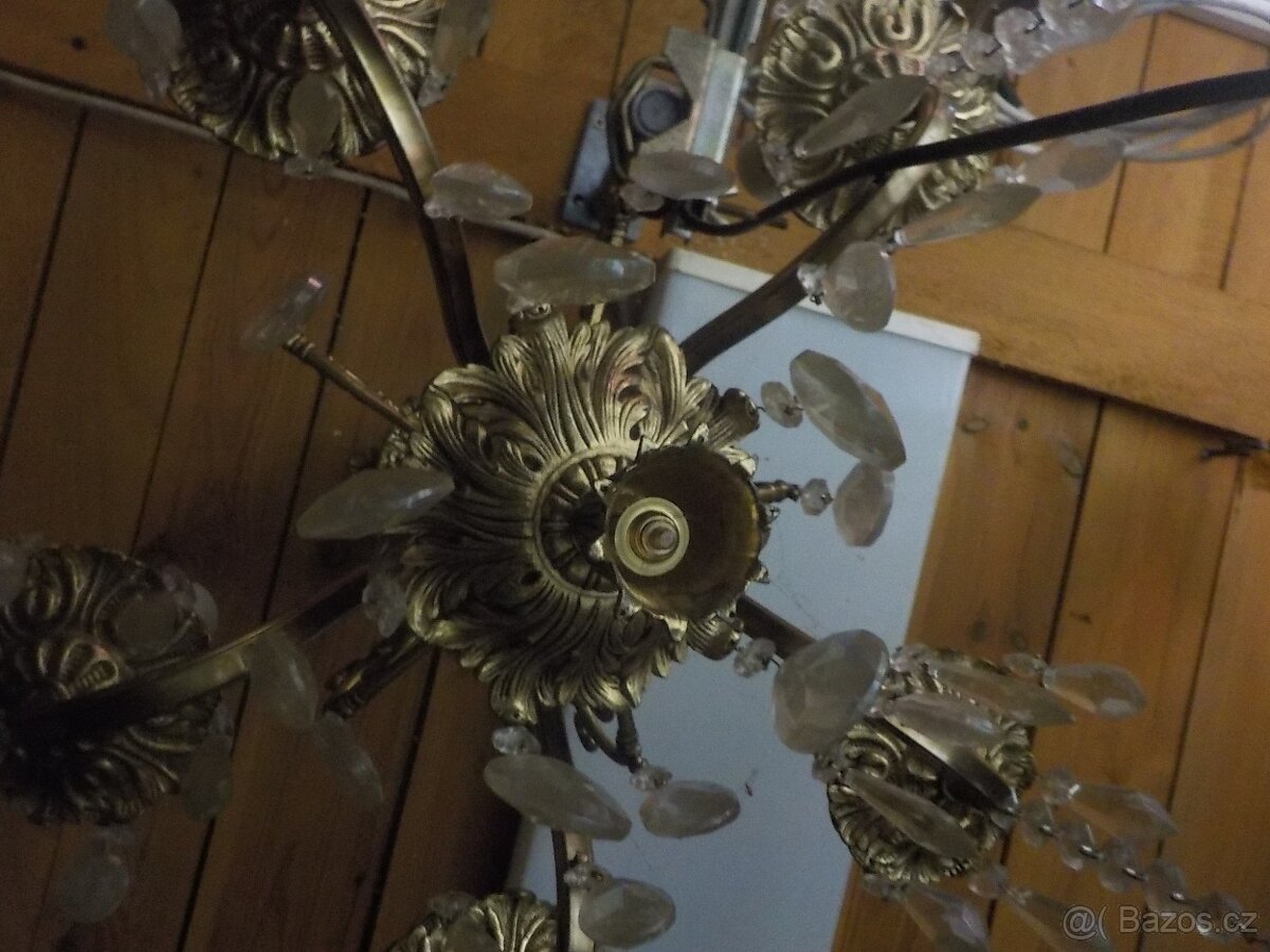 staré skleněné a mosazné lustry,lampy a svítidla - 11