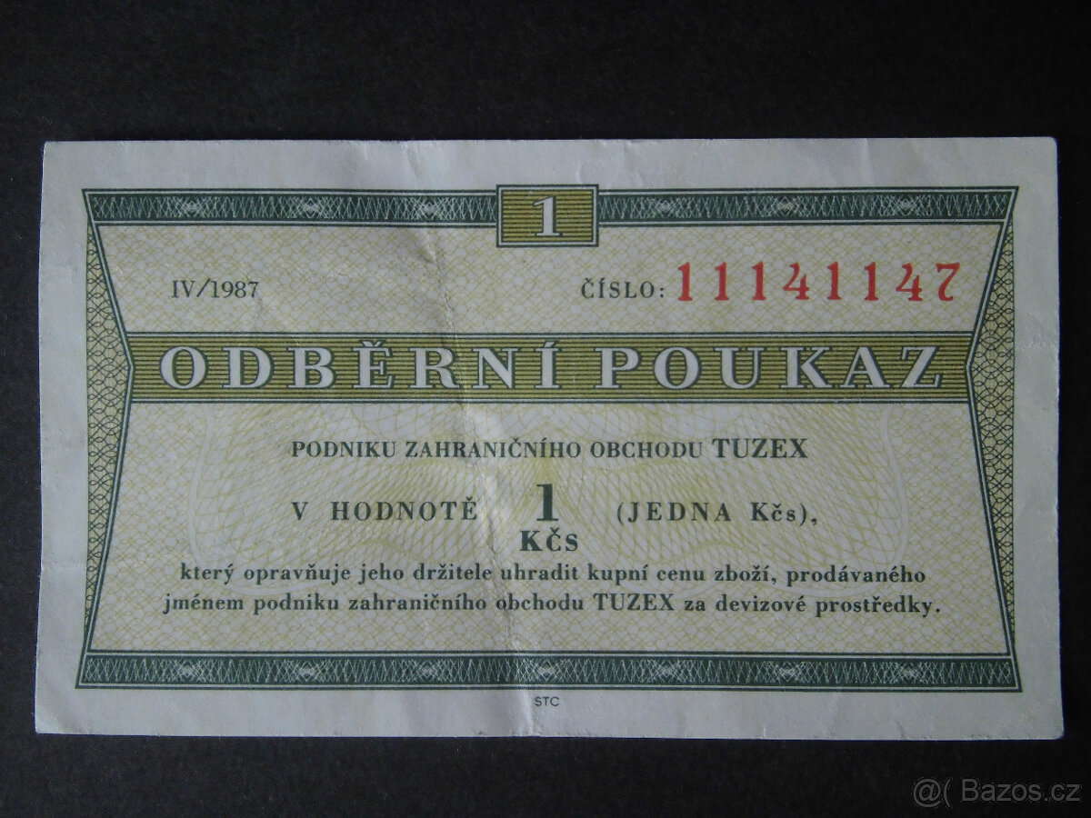 Tuzexové poukázky " 0,50Kčs a 1Kčs " - 11