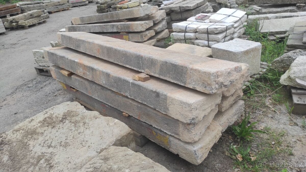 Staré kamenné schody, žulové schody, schod, 20 ks - 11