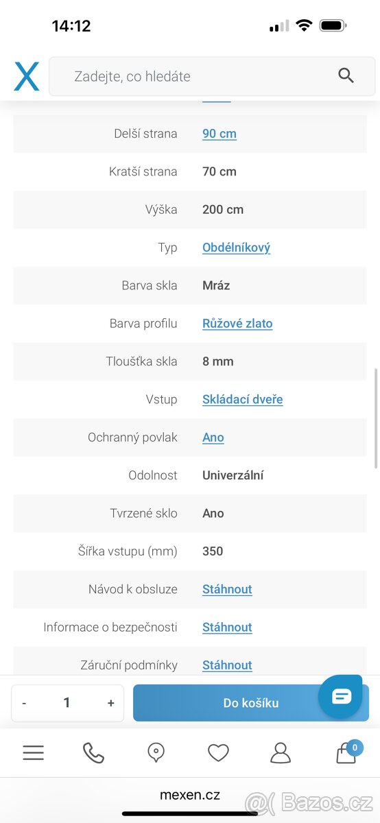 Sprchový kout 90x70 měděný,Nový - 11