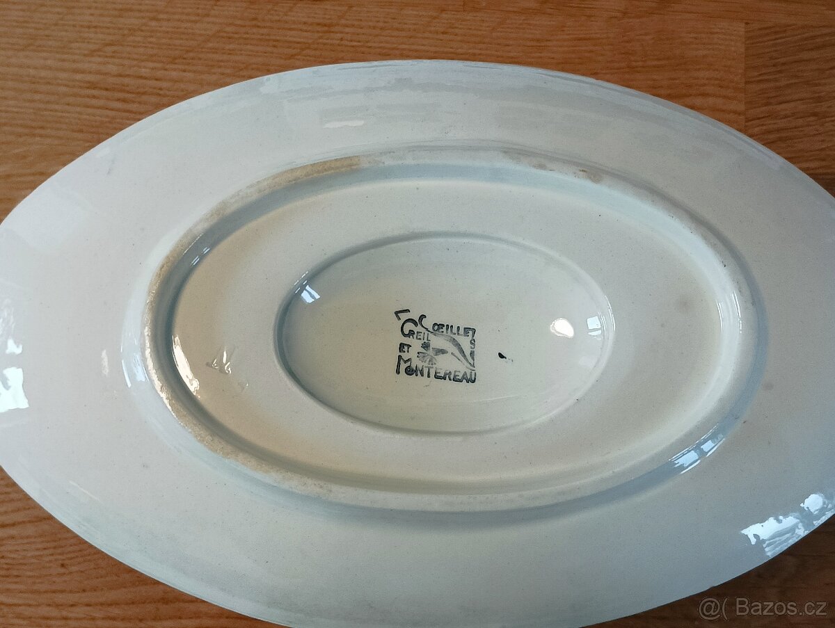 STAROŽITNÝ FAJÁNS ART DECO OMÁČNÍK CREIL ET MONTEREAU FRANCI - 11