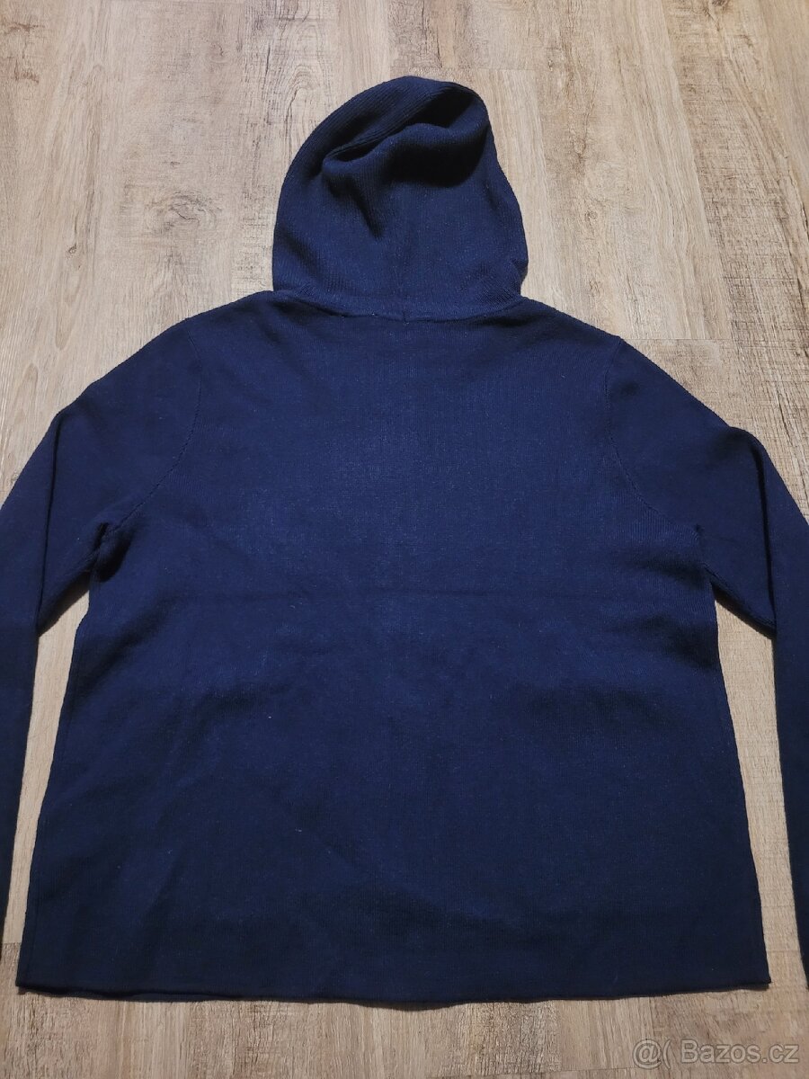 Tmavě modrá mikina/svetr na zip s kapucí Adagio - 11