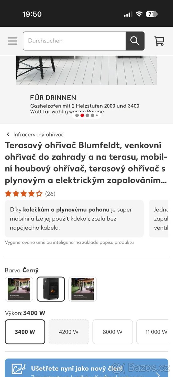 Prodám plynový ohřívač Blumfeld - 11