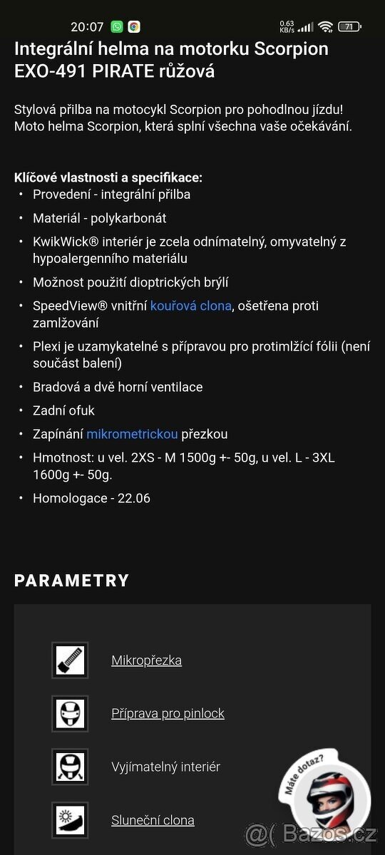 Integ. helma Scorpion EXO 491 Pirate vel. M - 11