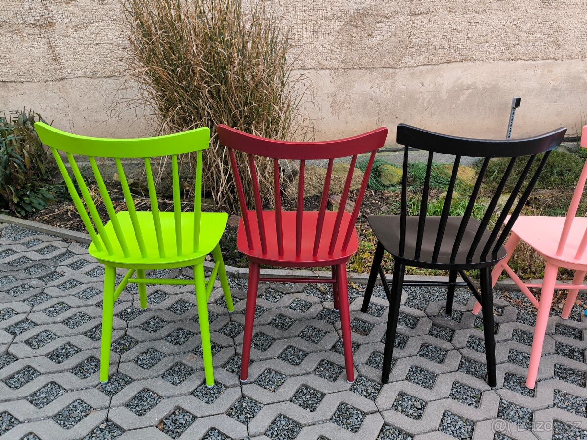 Barevné retro jídelní židle TON Ironica - 5 kusů - 11