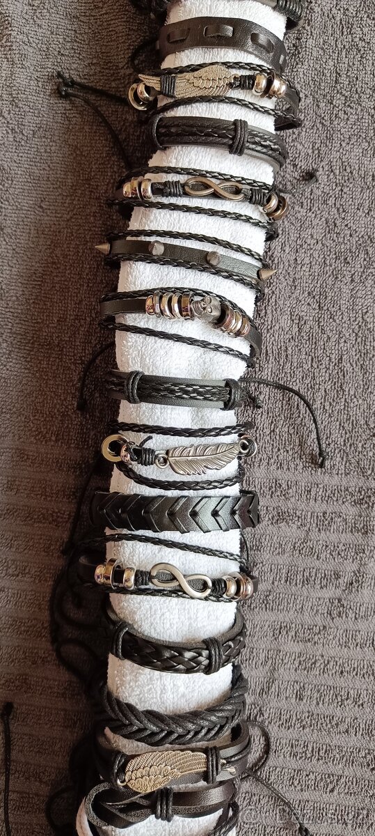 Kožený náramek pletený korálky komponenty - 11