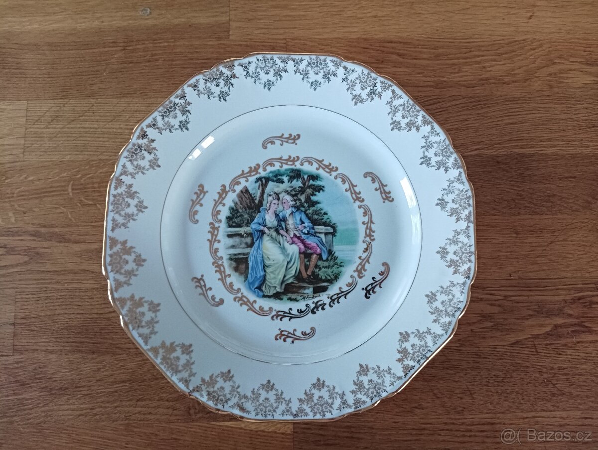 STAROŽITNÁ PORCELÁNOVÁ TERINA A TALÍŘ LIMOGES FRANCIE - 11