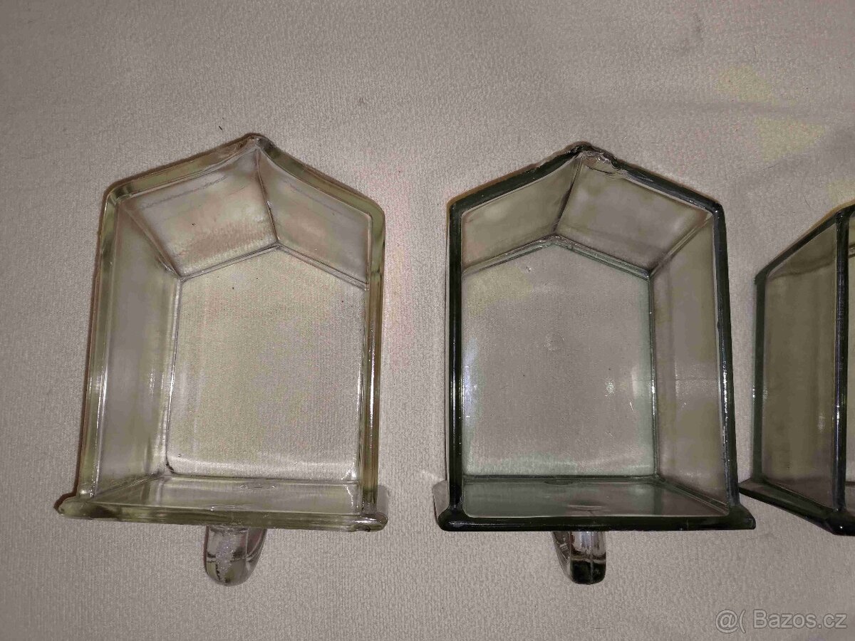 Skleněné dózy (šuplíčky) historické velké - 11