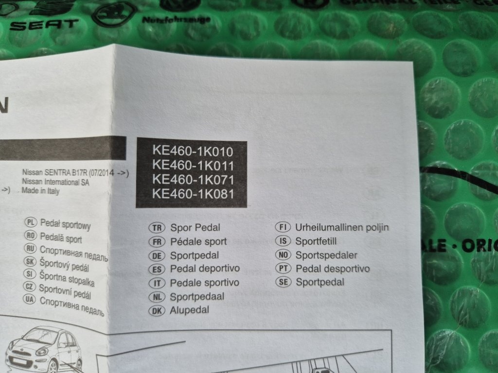 sportovní kryty pedálů Nissan Juke F15, Micra K13, Pulsar C1 - 11