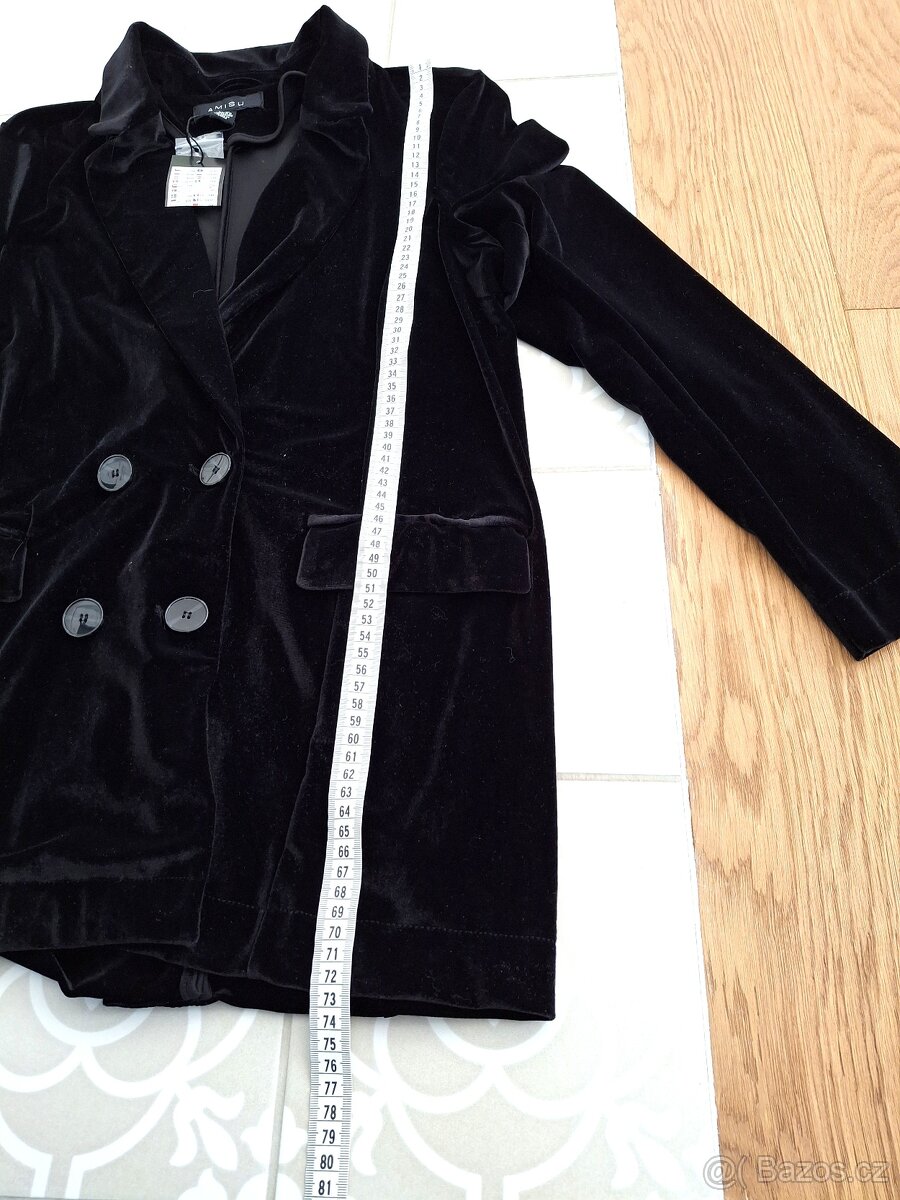 Nové s visačkou černé sametové sako M 38 Amisu pružné - 11
