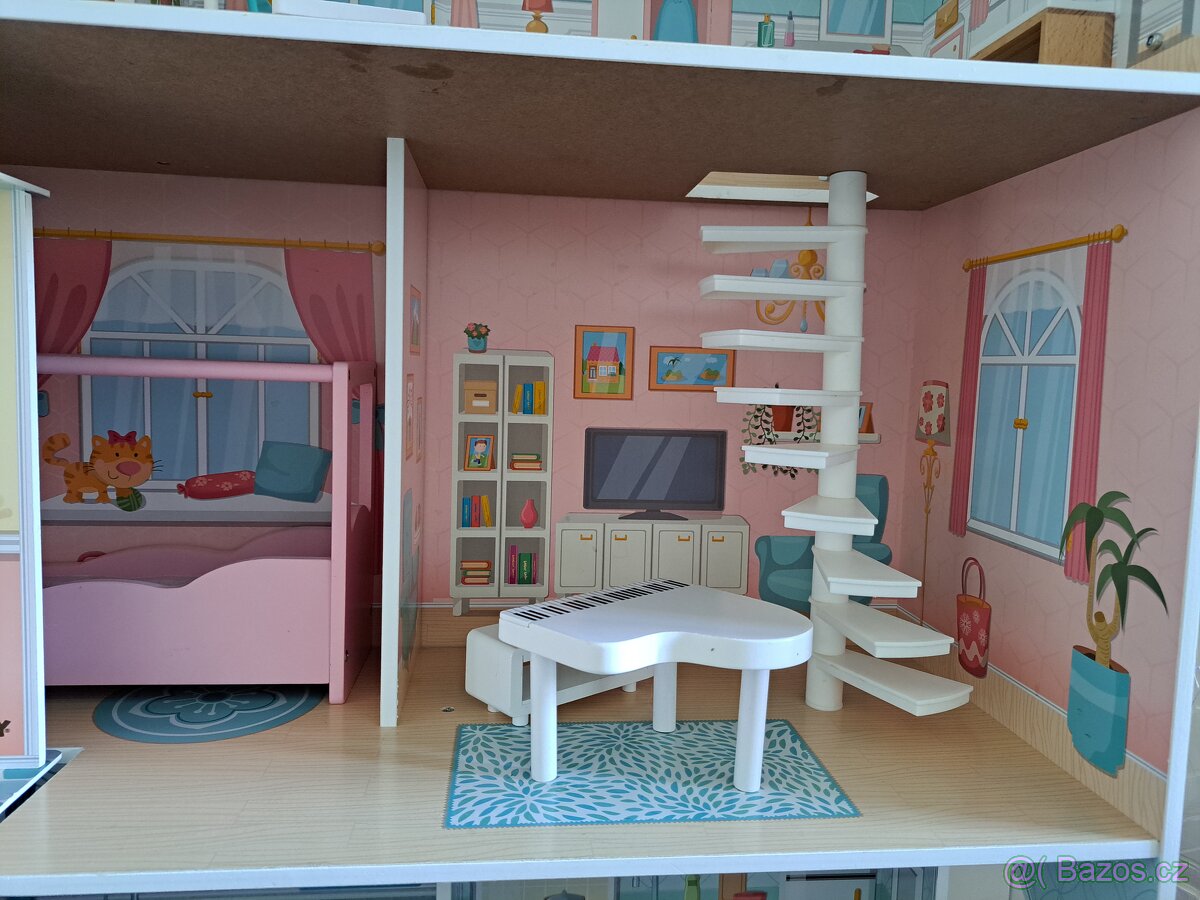 Velky dřevěný dům Woody pro panenky - 11