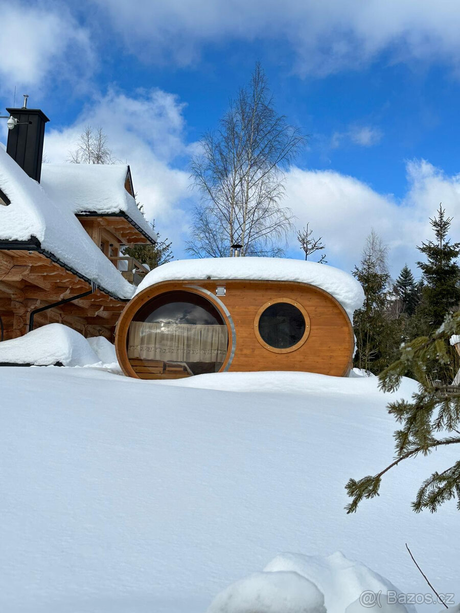 Venkovní oválná sauna s panoramatickým oknem - 11