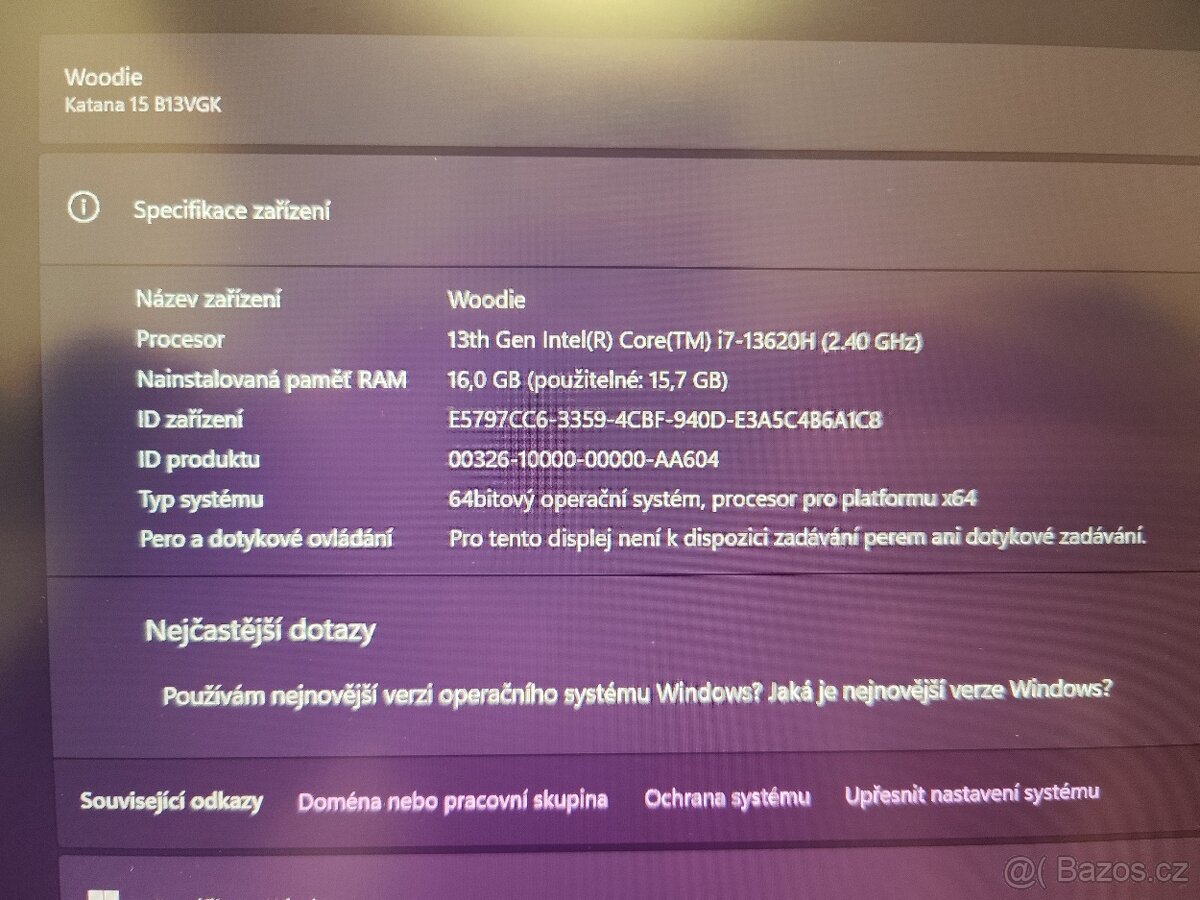 Herní notebook RTX 4070 MSI Katana 15 B13VGK – TOP STAV - 11
