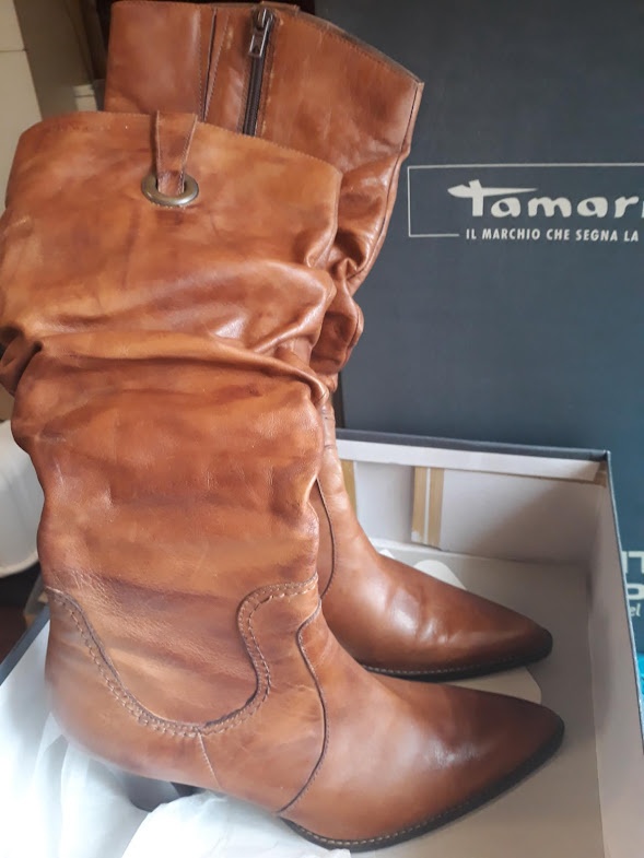 Nové kožené kozačky č.39, černé, rezavé, béžové - 11