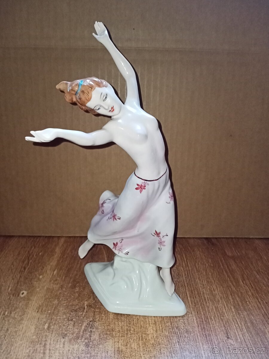 Polo akt tanečnice ART-DECO starý ROYAL DUX V.31cm - 11