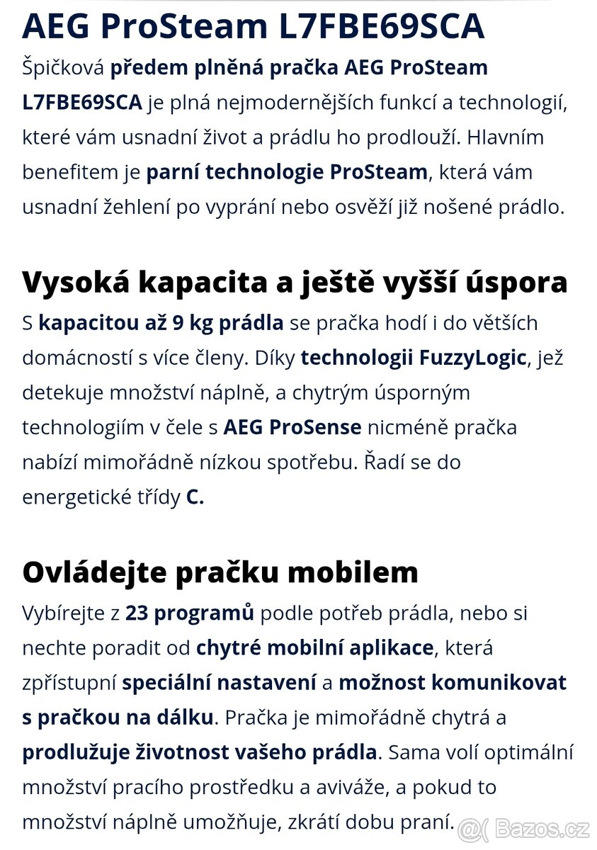 AEG 9kg 1600ot. Autodose, ProSteam, Wi-fi, 5let stará - 11