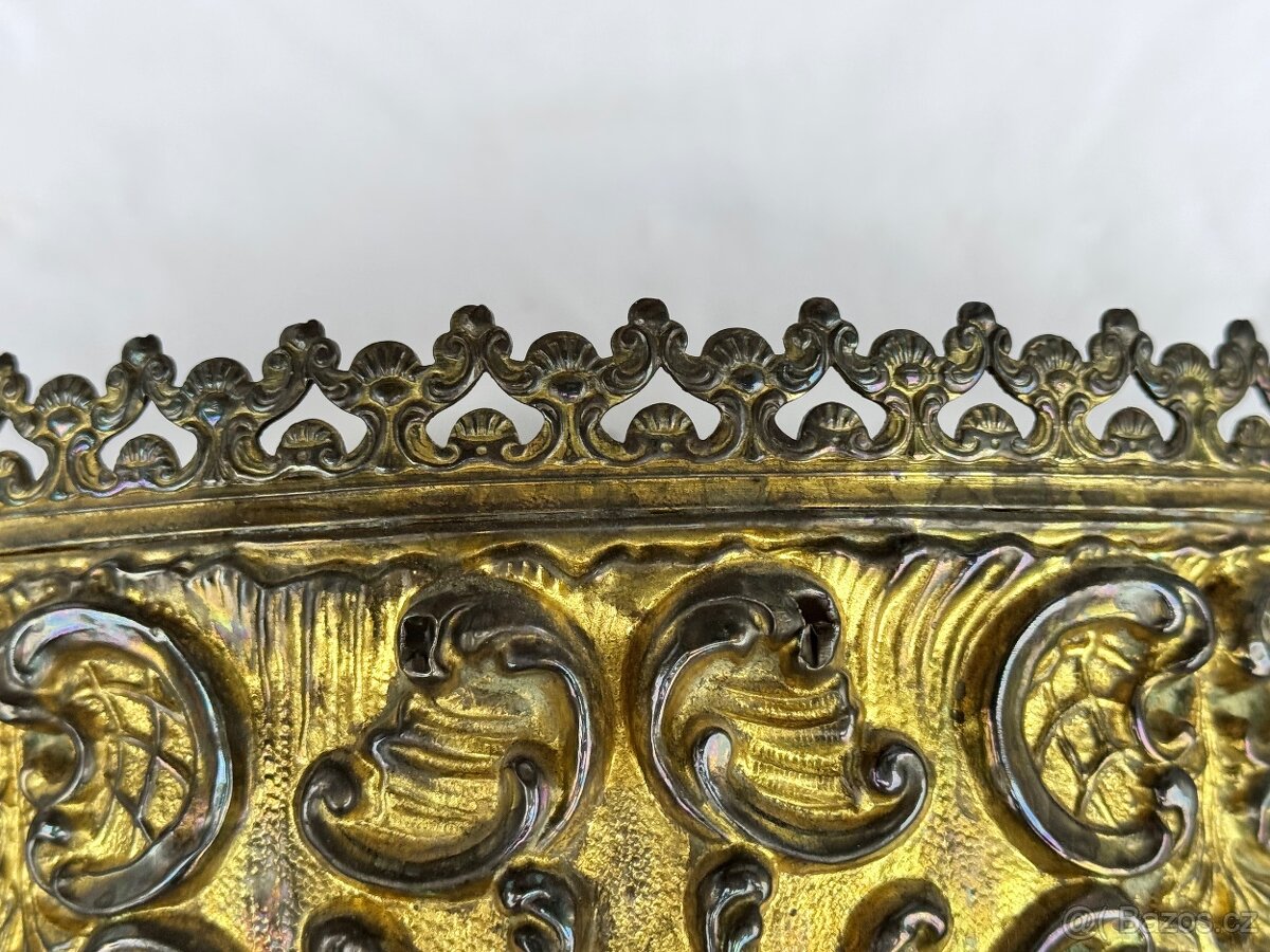 Žardiniéra květináč starožitný 1850-60 mosaz Francie Napoleo - 11