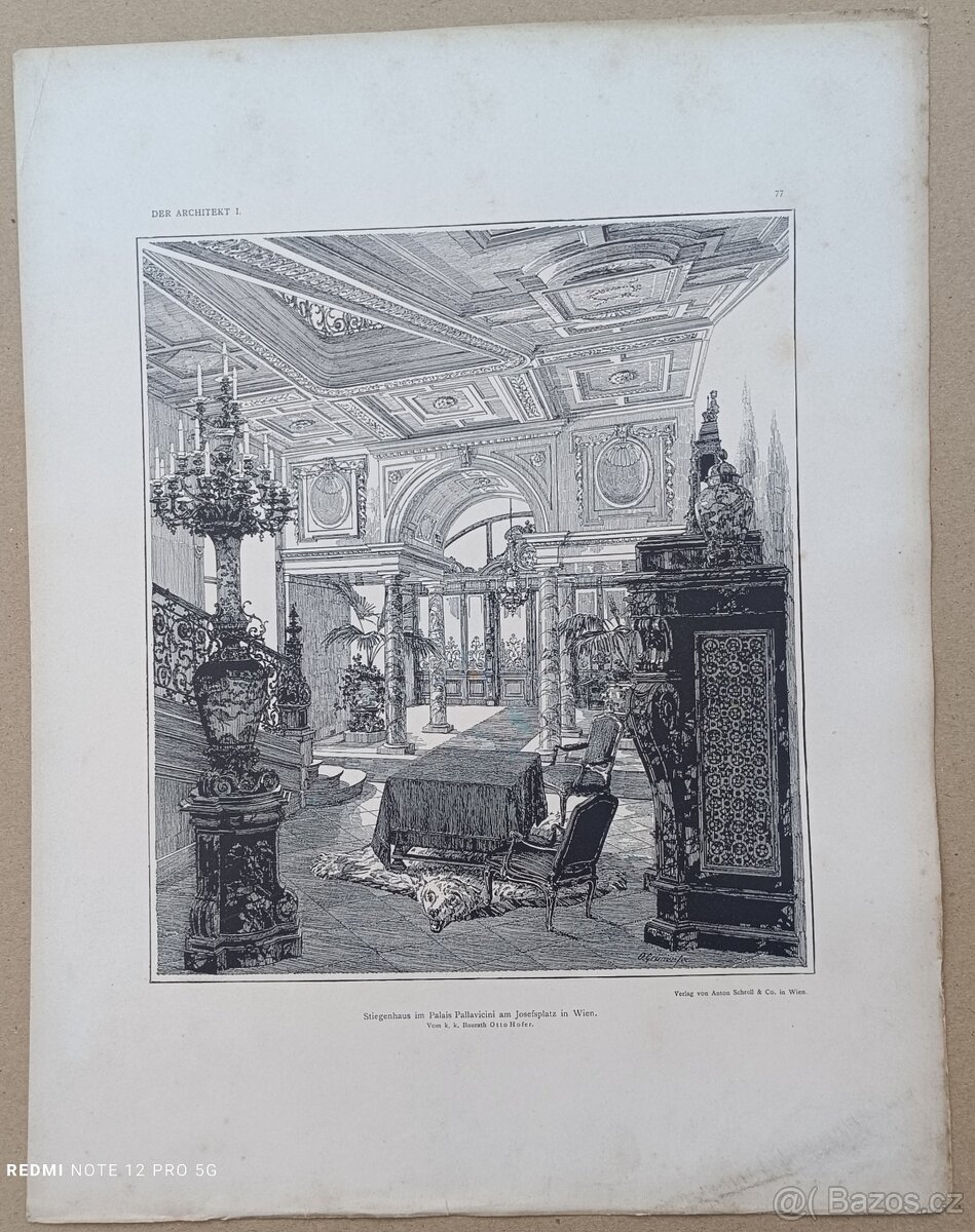 Originální litografické listy z „Der Architekt“ (1895 - 11
