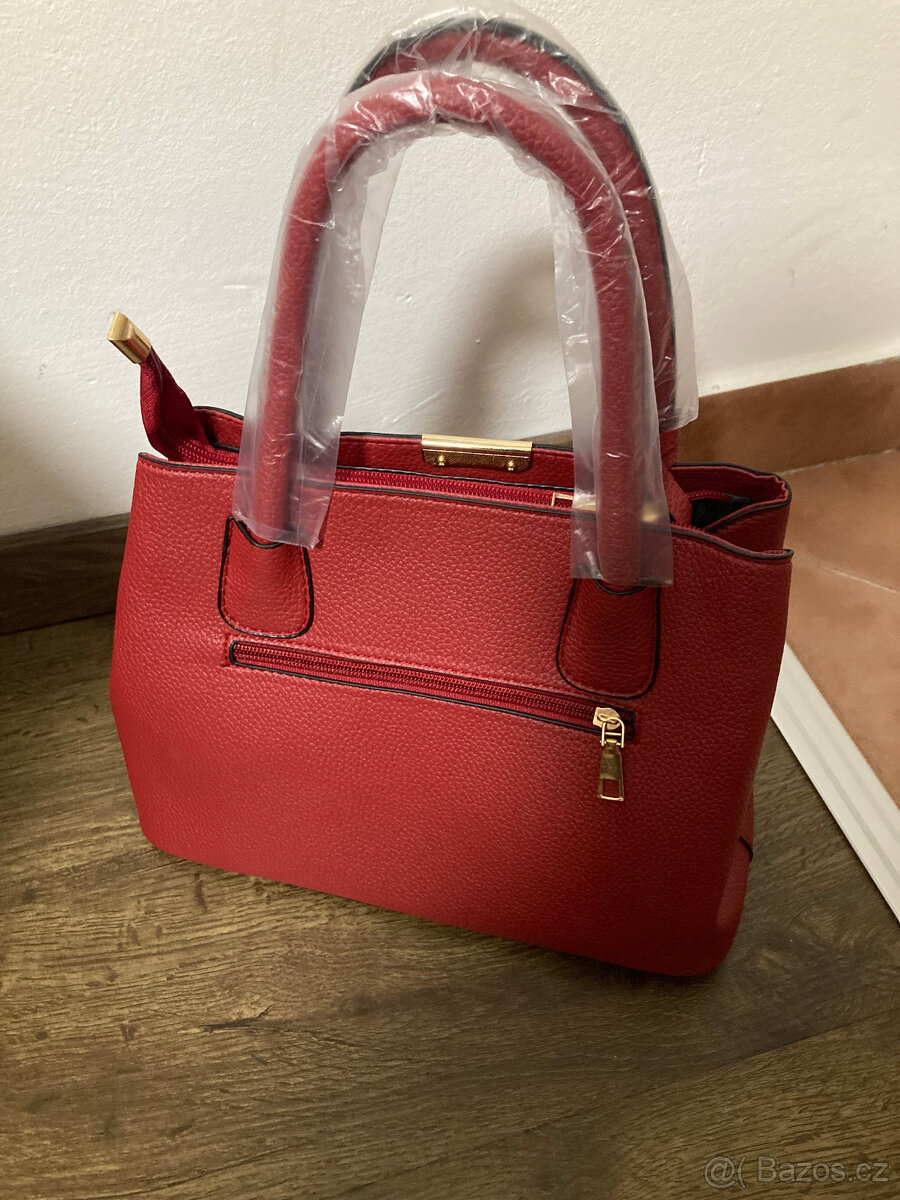 černá kabelka + kapsička NOVÉ, červená bordó - 11