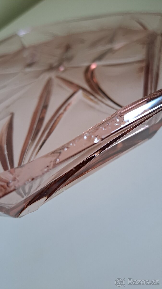 Staré sklo- rosalinové, medové broušené - 11