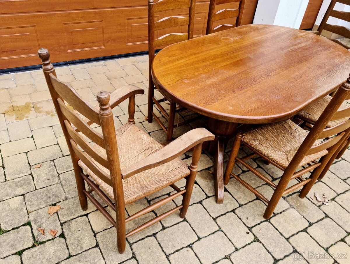 Masivní jídelní set, stůl z masivu - 11