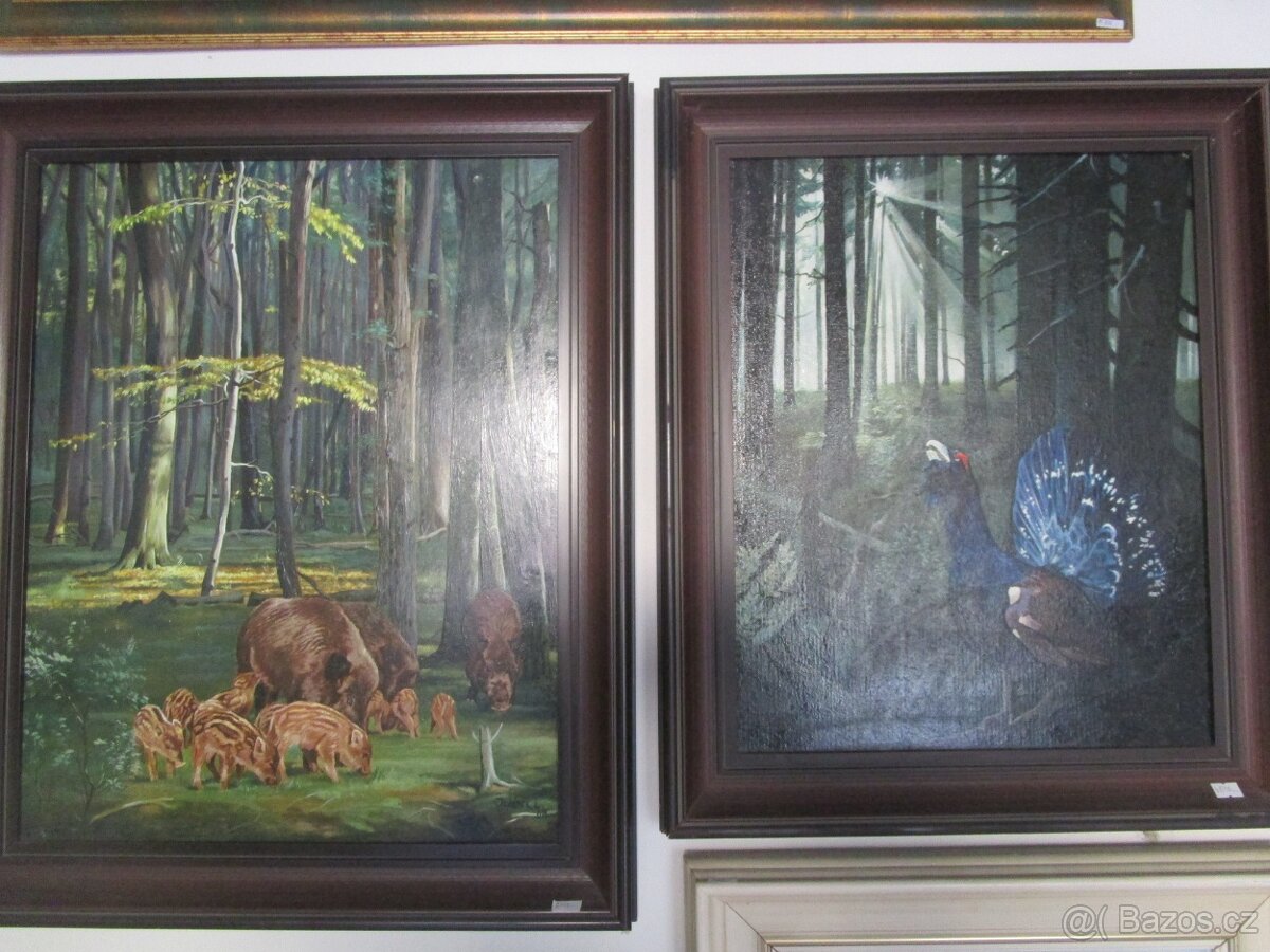 obrazy pro myslivce-bažant-tetřev-jelen-olejomalba - 11