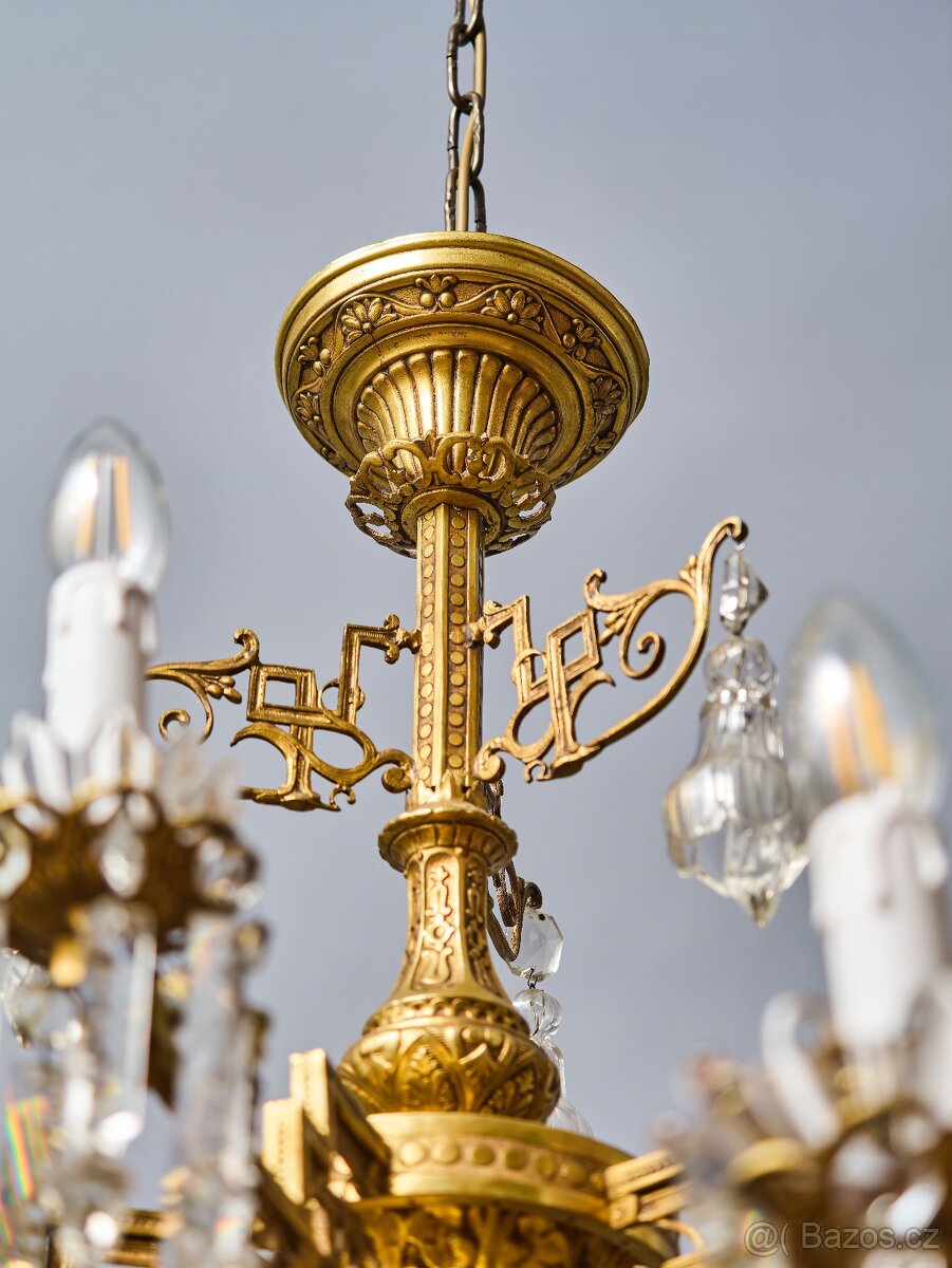 Velký lustr Art Deco na 12 žárovek - 11