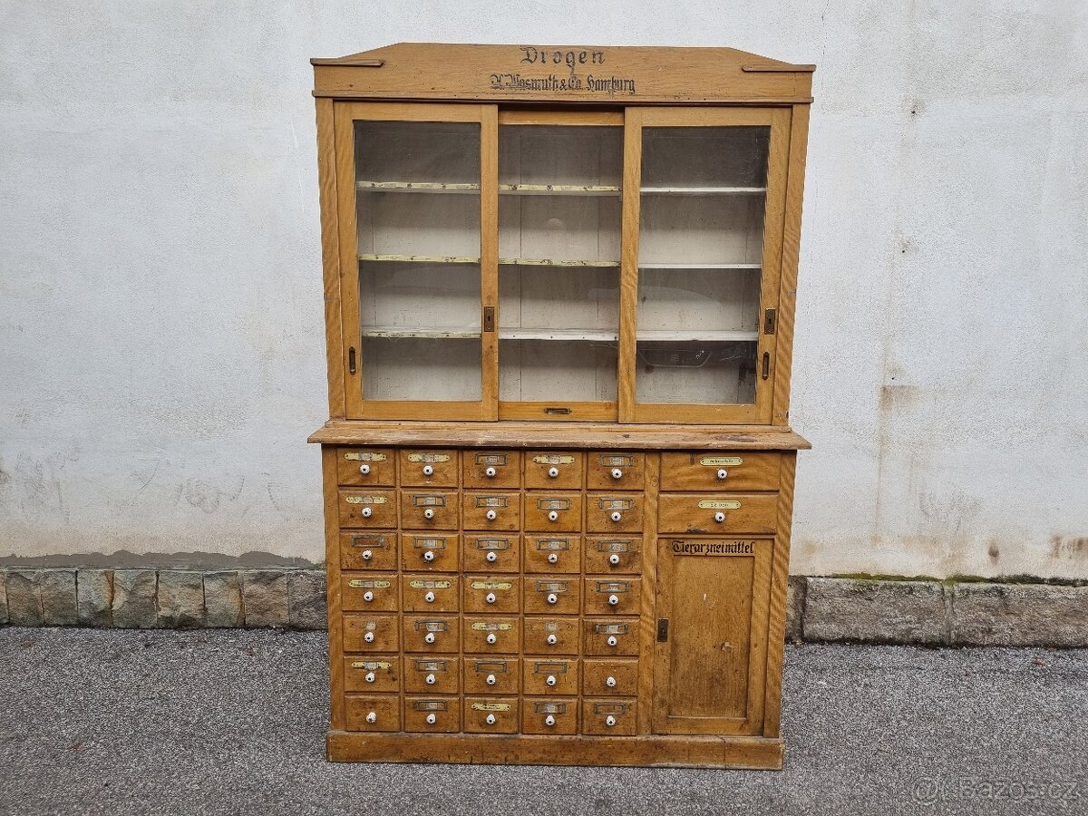 KRÁSNÝ STARÝ KUPECKÝ REGÁL V PŮVODNÍ PATINĚ-NĚMECKÝ REGÁL - 11