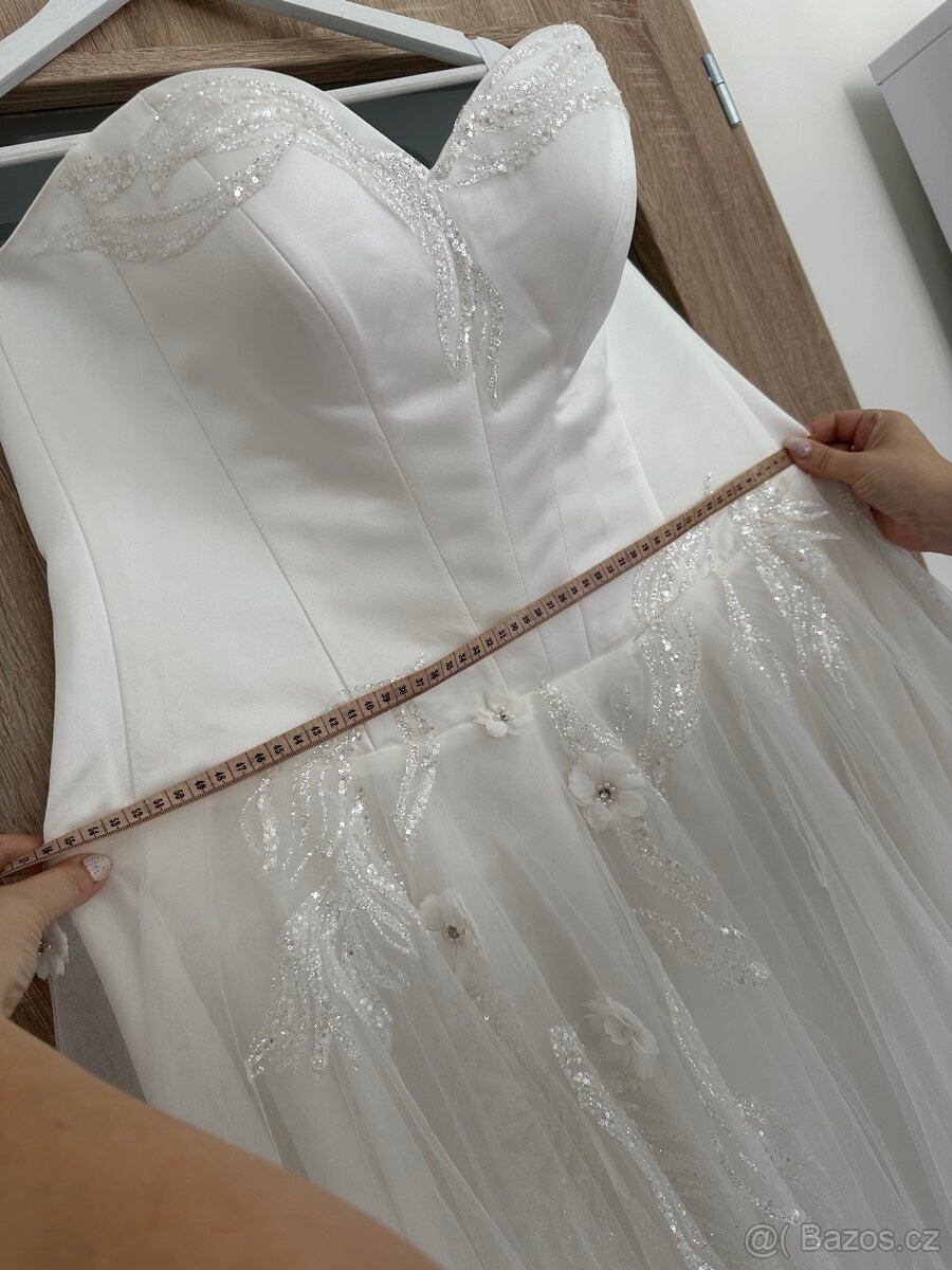 Č.008 Svatební šaty nové vel L-XL - 11