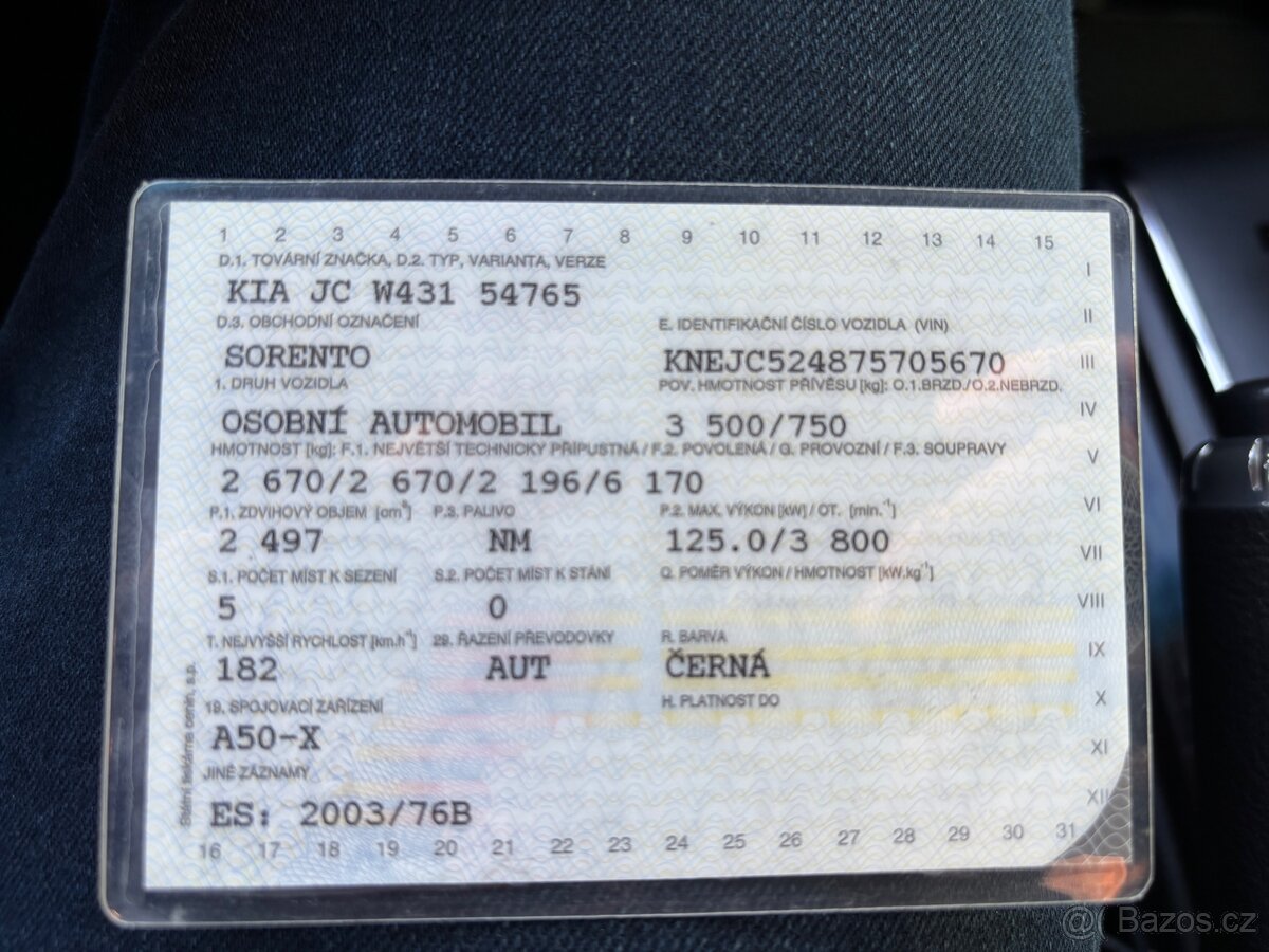 KIA Sorento 2,5 125kw r. 2007 - 11