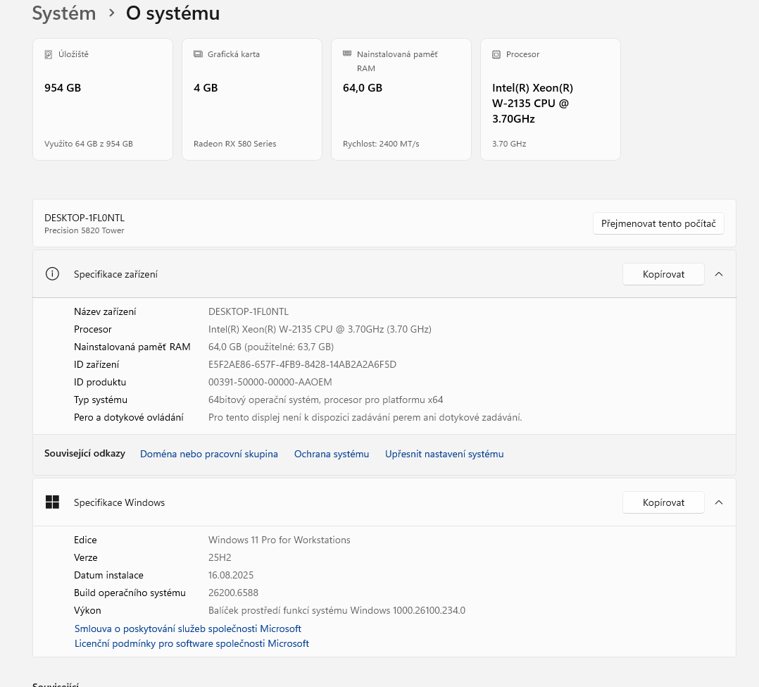 DELL Precision Tower 5820 - XEON W-2135 v4, 64 GB RAM - 11