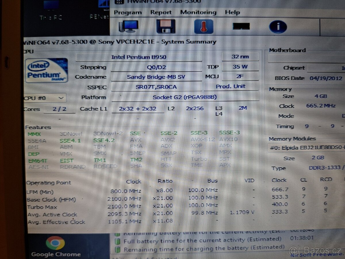 Notebook Sony Vaio VPCEH PCG-71811M - 11