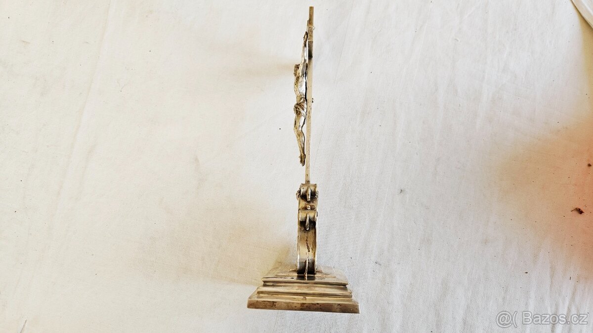 Ag stříbro stolní krucifix loťák rok 1864 biedermeier styl - 11