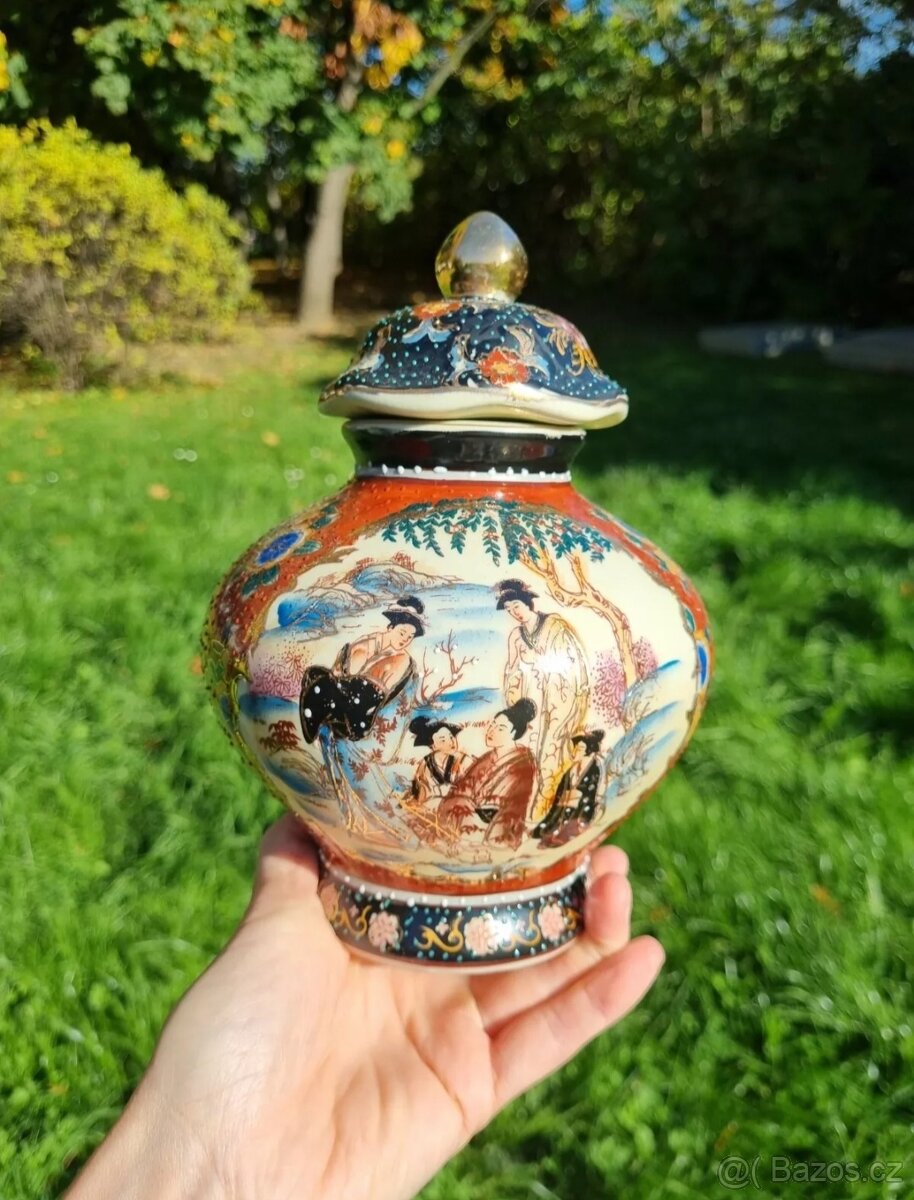 Velmi krásná stará činska porcelánová váza, ručně malovaná - 11