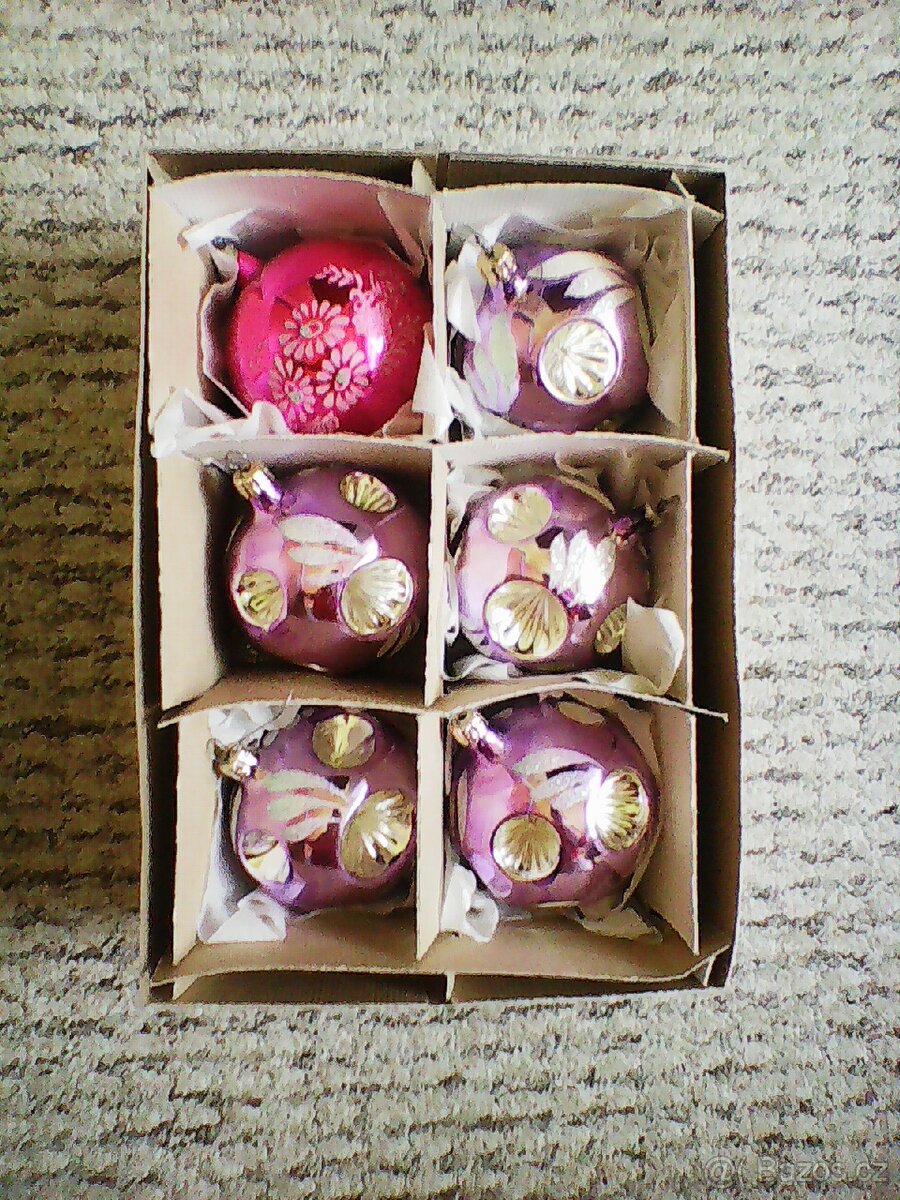 Retro skleněné vánoční ozdoby-11 krabic - 11