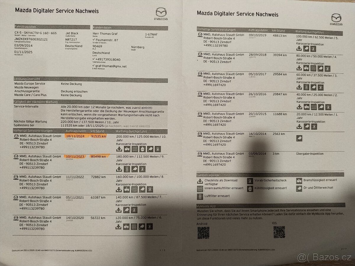 Mazda CX-5 2,0i 118kw 4x4 r.v.9/2014 najeto 100800kmServiska - 11