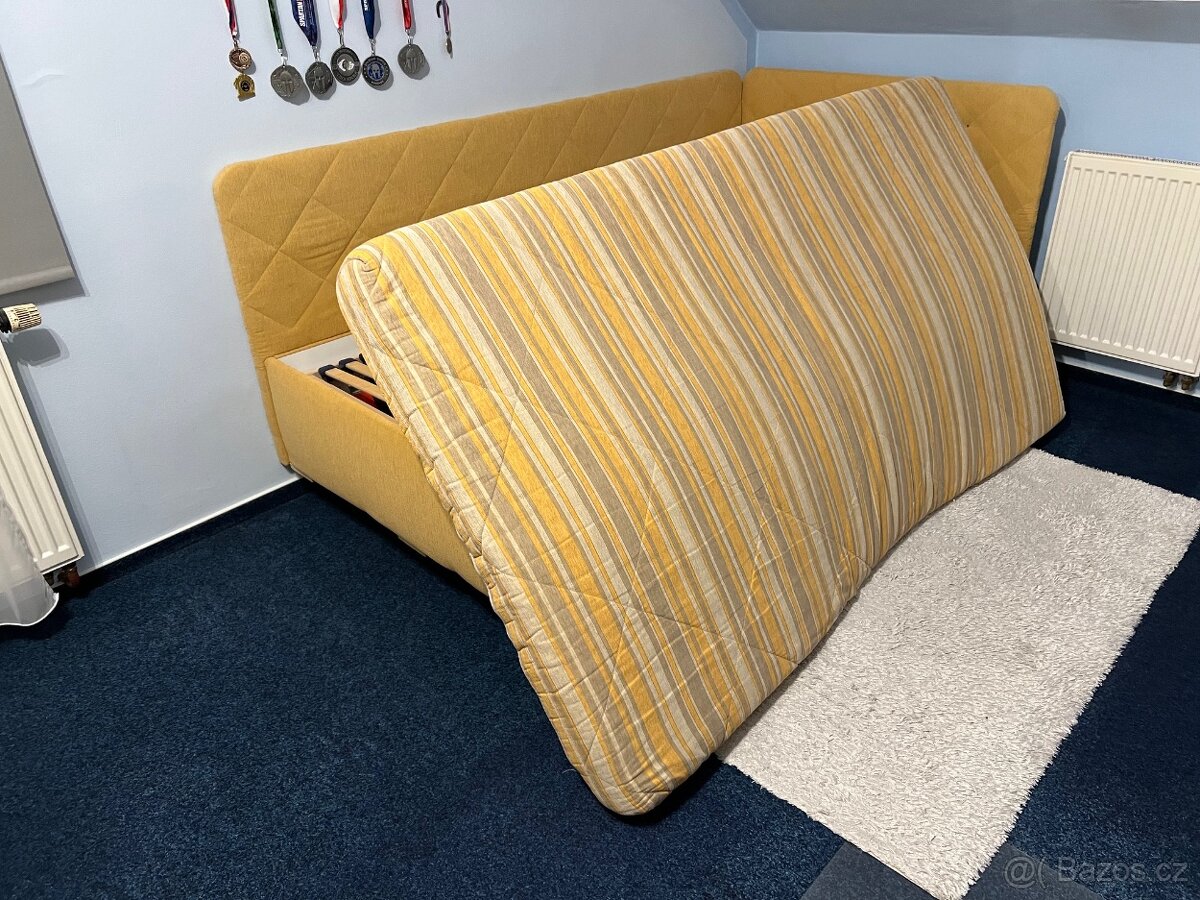 Postel čalouněná 120x210cm, úložný prostor, lamelový rošt, p - 11